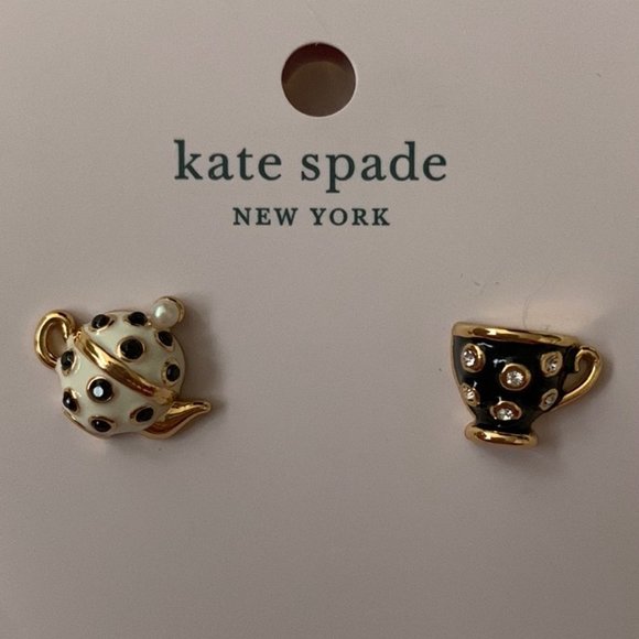 KATE SPADE Tea Time Tea Kettle and Tea Cup Stud Earrings - Picture 1 of 1